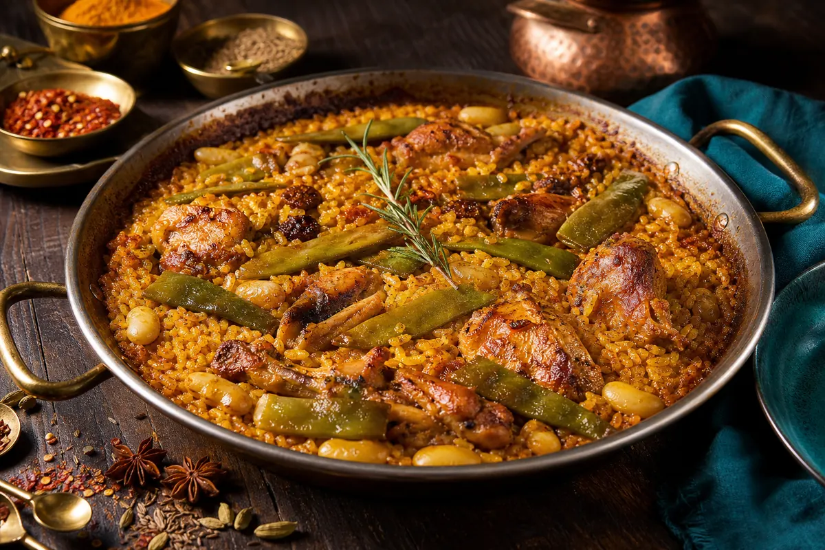 Valenciansk paella &ndash; den oprindelige med kylling, kanin og b&oslash;nner