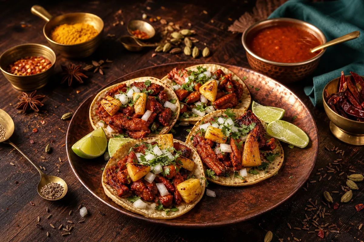 Mexicanske tacos al pastor med grillet ananas og chili